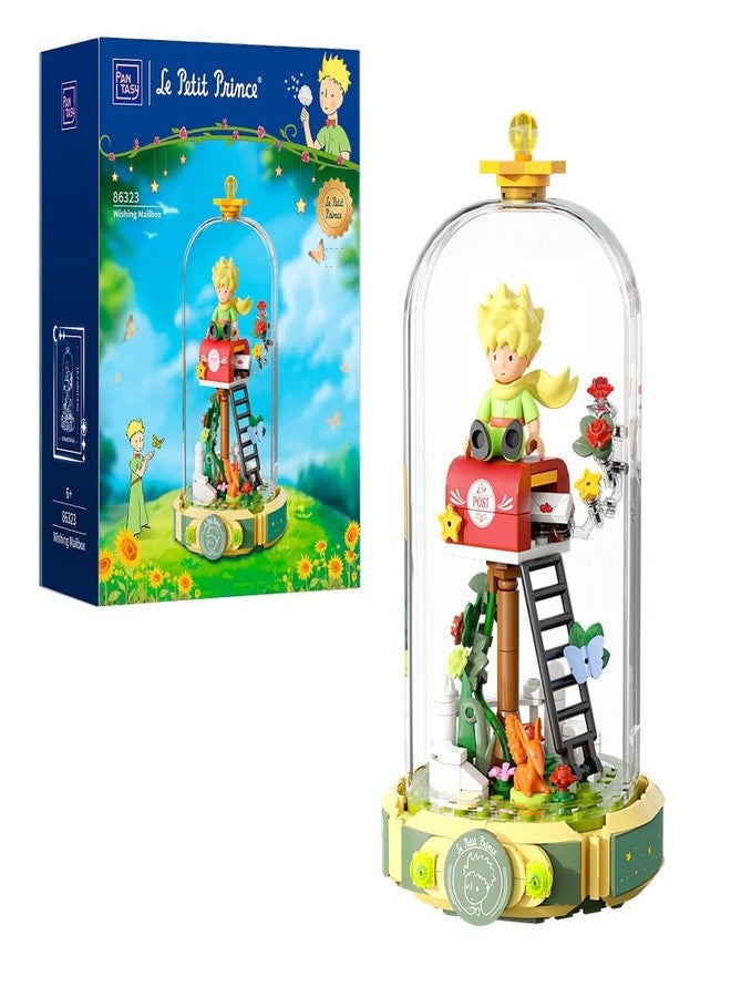 PANTASY Le Petit Prince Rose Mailbox Building Block Set, Creative DIY Flower Display with Rotating Globe Dome, Collectible Model Kit for Adults and Kids, Gift Idea for Le Petit Prince Fans - Image 1